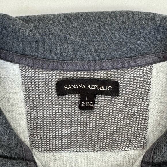 Banana Republic 1/4 Zip Gorpcore Two-Tone Long Sleeve Pullover Men L Cotton Gray - Picture 7 of 9